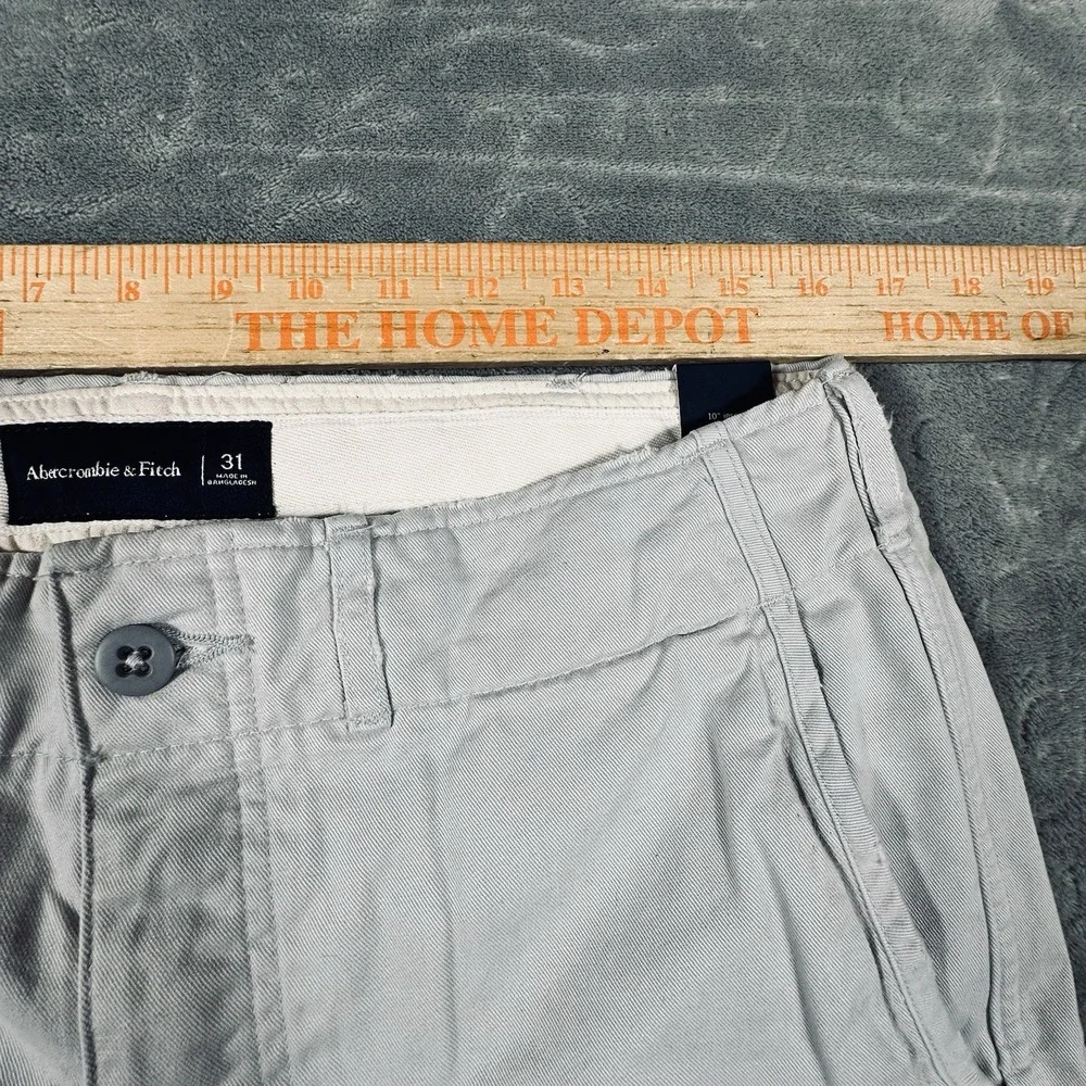Abercrombie & Fitch Cotton Cargo Shorts Men 31 Heavy Button Fly Drawstring Y2K